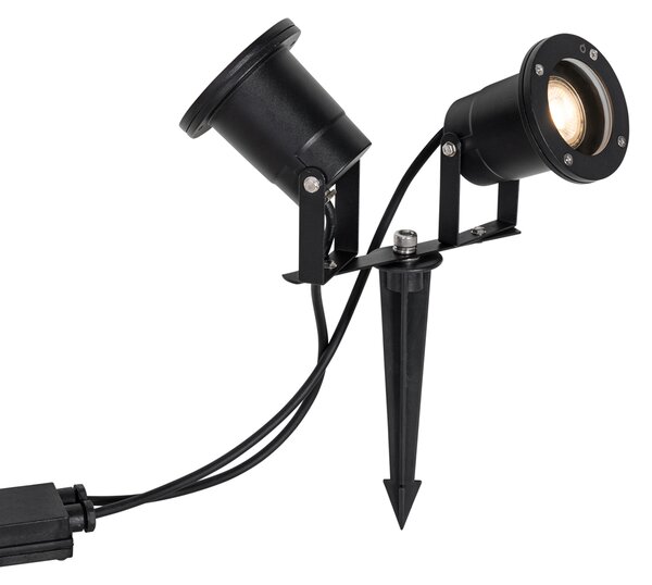 Spot modern de grădină negru, cu cablu și ștecher incluse, 150 cm, 2 lumini, IP65 - Basic