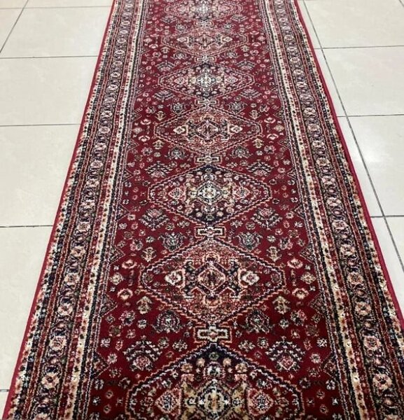 Traversa Hol, Model Clasic 15040 210, Festonata, Latime 80 cm, Rosu Grena 80 x 200