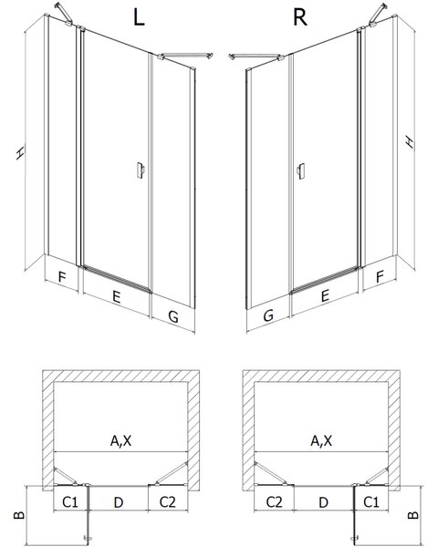 Mexen, Ușă de duș pivotantă Mexen Mist 120 cm, transparentă, neagră - 8A4-120-001-70-00