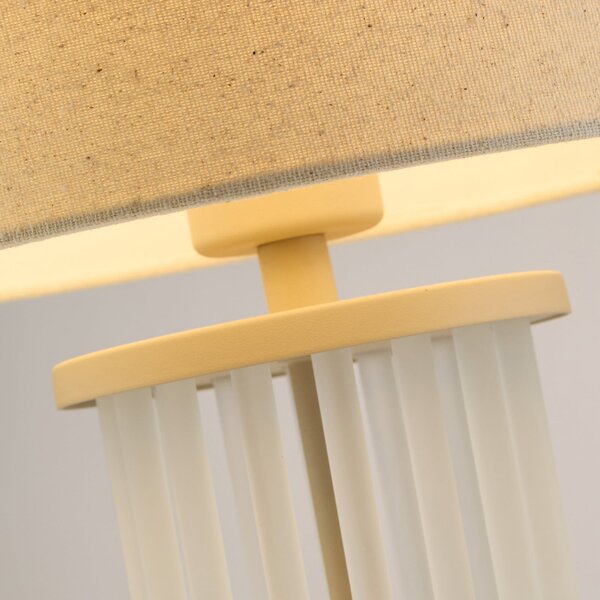 Searchlight Lampa de masă Swizzle, bej, sticlă, material textil, înălțime 42 cm, E27, Bej, Camera de zi / sufragerie, Sticlă
