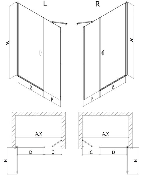 Mexen Mist-B, ușă de duș cu 1 aripă 105 cm, sticlă transparentă, profil cromat, 8A2-105-001-01-00