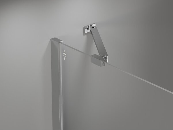 Cabină de duș pentagonală cu balamale Mexen Mist 80 x 90 cm, sticlă transparentă, profil cromat, 8A8-080-090-01-00