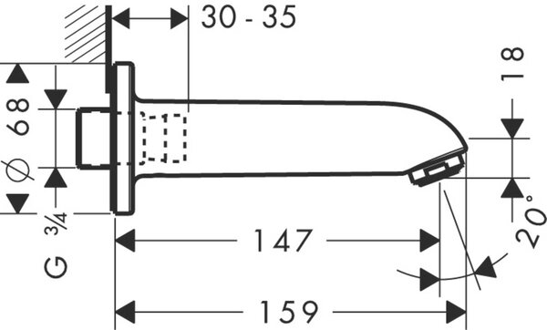 Hansgrohe pipă baterie de cadă crom 13414000