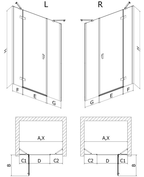 Mexen Mist-H, ușă de duș cu 1 aripă, stânga, 120 cm, sticlă transparentă, profil auriu mat, 8A5-120-001-55-00-L