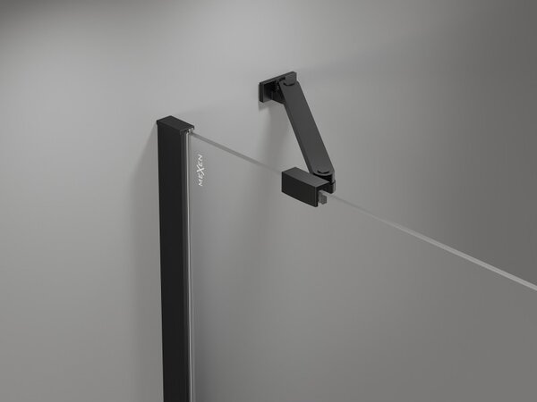Cabină de duș cu balamale Mexen Mist-H Duo, 70 x 70 cm, sticlă transparentă, profil negru, 8A5-070L-070P-70-00