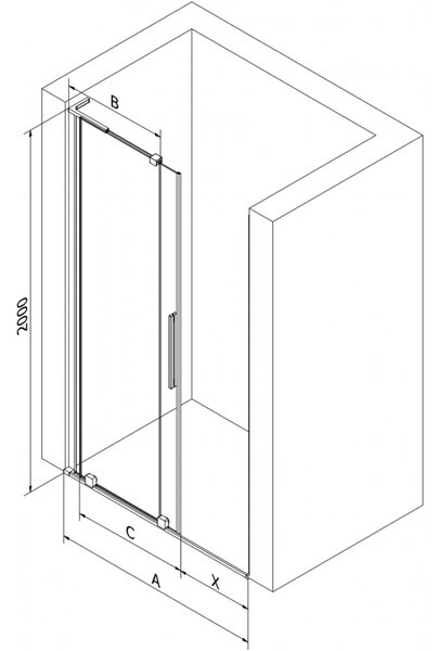 Mexen Velar L, usa de dus culisanta pentru deschidere 90 cm, sticla mat 8 mm, grafit lustruit, 871-090-003-31-95