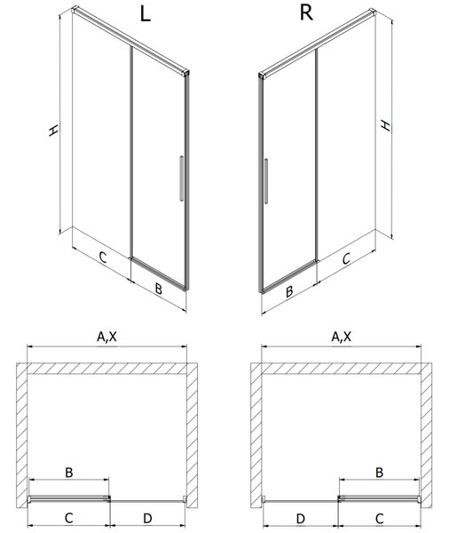Mexen Rox, ușă glisantă de duș 130 cm, sticlă transparentă de 8 mm, profil mat cupru, 8C2-130-000-65-00