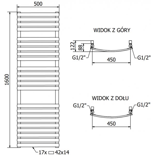 Mexen Bachus, element electric de încălzire 1600 x 500 mm, 900 W, alb, W109-1600-500-2900-20