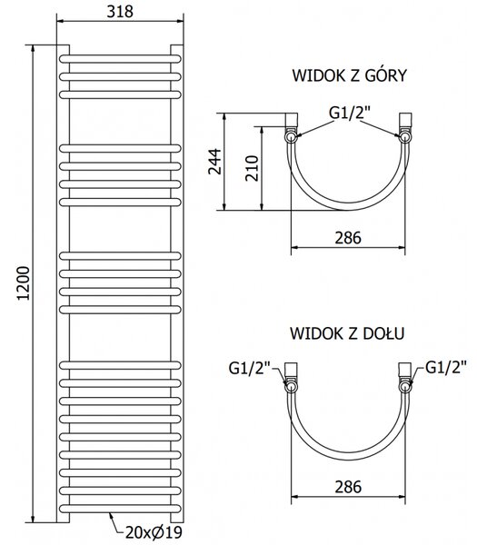 Mexen Eros, element electric de încălzire 1200x300 mm + tijă de încălzire 300 W, crom, W112-1200-318-2300-01