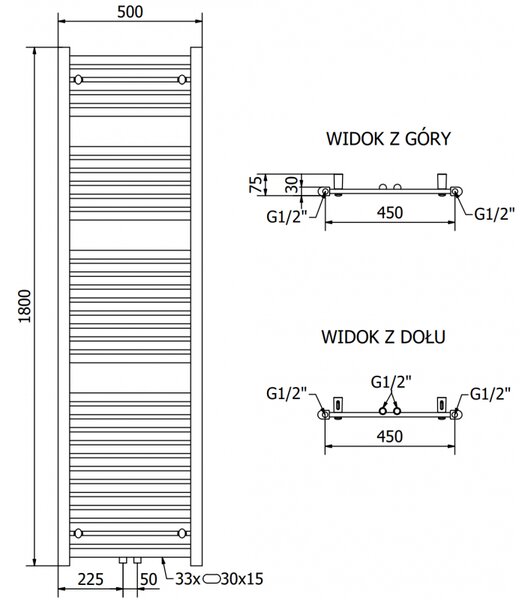 Mexen Hades, element electric de încălzire 1800 x 500 mm, 900 W, antracit, W104-1800-500-2900-66