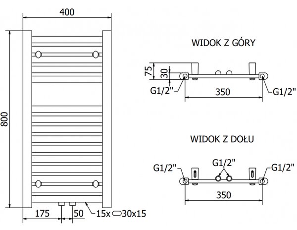 Mexen Hades, element electric de încălzire 800 x 400 mm, 300 W, crom, W104-0800-400-2300-01