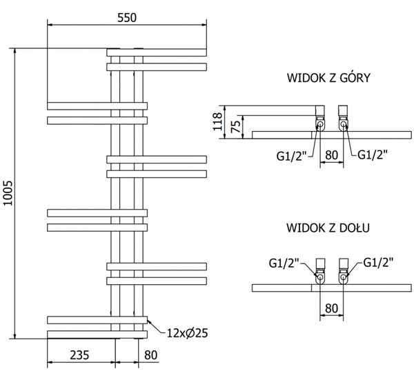 Mexen Jari, element electric de încălzire 1005 x 550 mm, 300 W, negru, W115-1005-550-2300-70