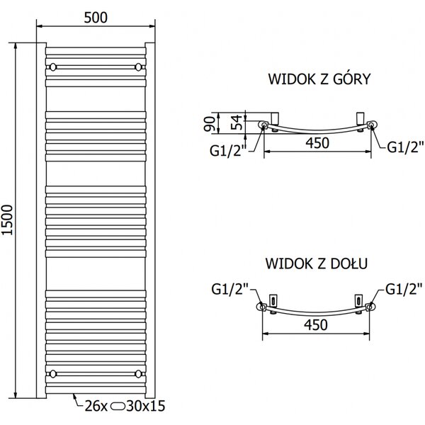 Mexen Helios, element electric de încălzire 1500 x 500 mm, 900 W, antracit, W103-1500-500-2900-66