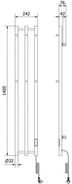 Mexen Pino, încălzitor electric cu suport pentru prosoape 1405x242 mm, 200 W, alb, W301-1405-242-00-20