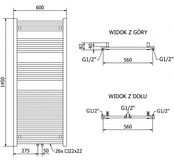 Mexen Pluton, element electric de încălzire 1450x600 mm + tijă de încălzire 900 W, alb, W106-1450-600-2900-20