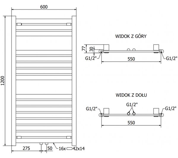 Mexen Uran, element electric de încălzire 1200x600 mm + tijă de încălzire 600 W, alb, W105-1200-600-2600-20