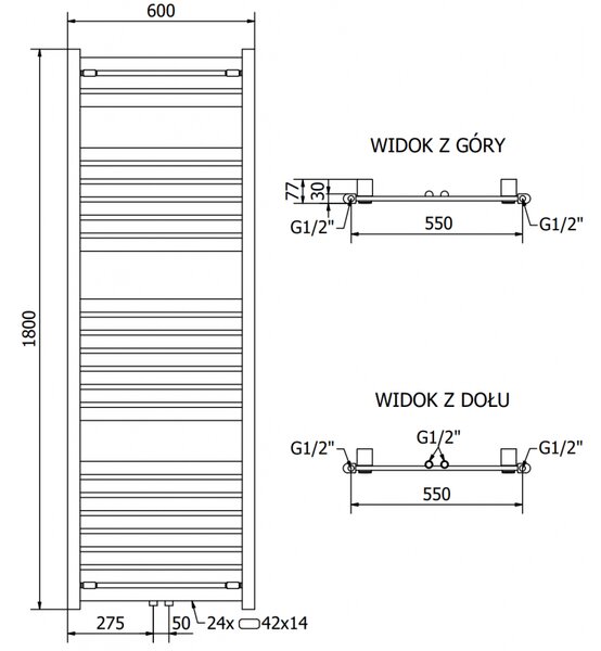 Mexen Uran, element electric de încălzire 1800x600 mm + tijă de încălzire 900 W, alb, W105-1800-600-2900-20
