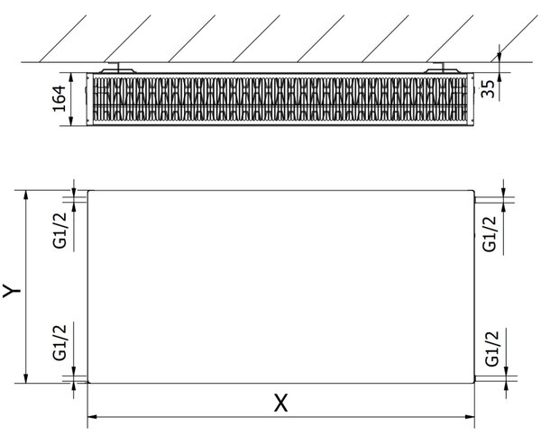 Mexen, radiator panou Mexen Flat CF33 300 x 1000 mm, racord lateral, 1240 W, alb - W433F-030-100-00