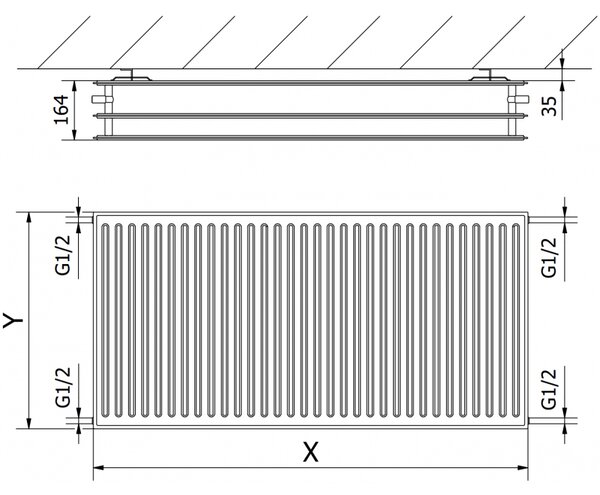 Mexen CH30 Radiator de igienă cu panou 500 x 600 mm, conectare laterală, 778 W, negru - W430H-050-060-70