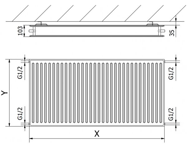 Mexen CH20 Radiator panou igienic 600 x 400 mm, racord lateral, 440 W, alb, W420H-060-040-00