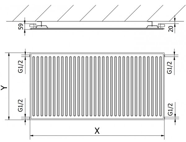 Mexen CH10 Radiator panou igienic 600 x 1600 mm, racord lateral, 999 W, antracit, W410H-060-160-66