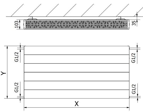 Mexen, radiator panou Mexen Line CL22 600 x 500 mm, racord lateral, 791 W, antracit - W422L-060-050-66