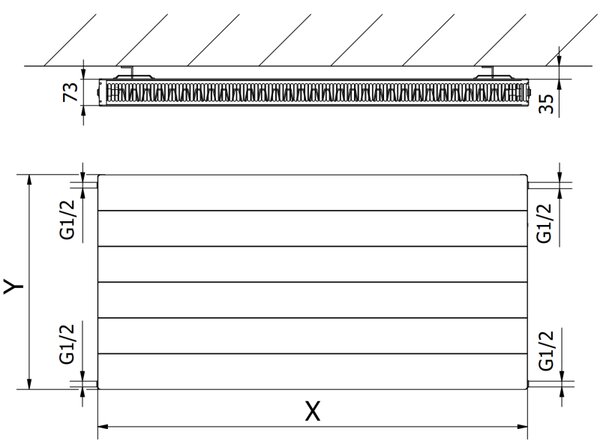 Mexen, Radiator panou Mexen Line CL21 600 x 700 mm, racord lateral, 847 W, alb - W421L-060-070-00