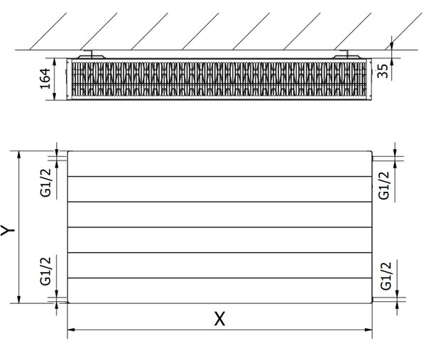 Mexen, Radiator panou Mexen Line CL33 600 x 600 mm, racord lateral, 1320 W, alb - W433L-060-060-00