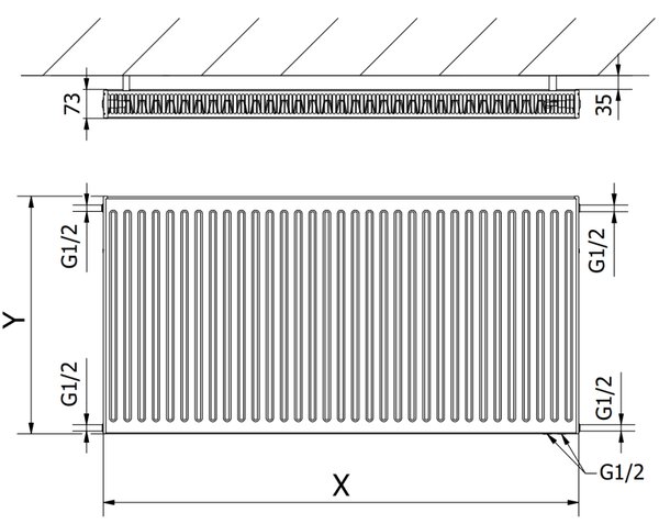 Mexen CV21, radiator panou 900 x 2000 mm, conexiune inferioară, 3552 W, negru, W621-090-200-70