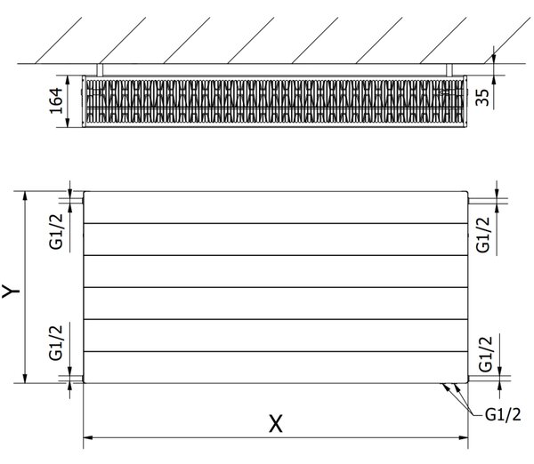 Mexen, radiator panou Mexen Line CVL33 500 x 400 mm, conexiune inferioară, 760 W, alb - W633L-050-040-00