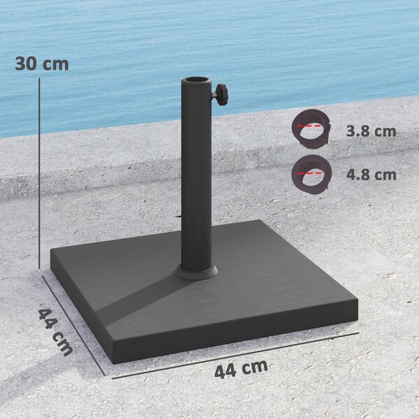 Outsunny Bază Pătrată pentru Umbrelă de Soare, Potrivită pentru Stâlpi de 38 mm sau 48 mm, 44x44x30 cm, Negru | Aosom Romania