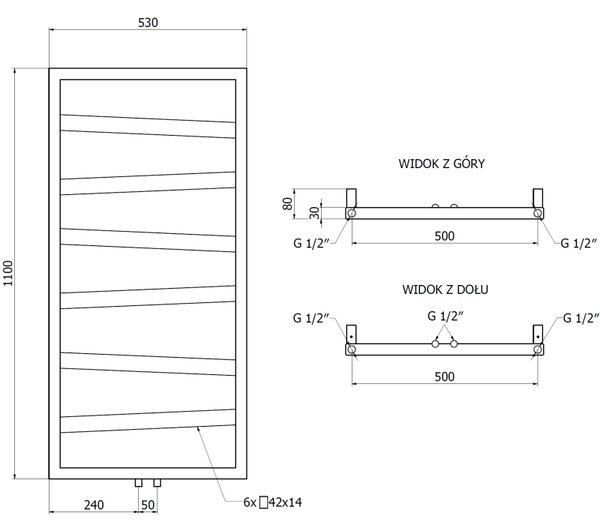 Mexen, Calorifer decorativ de baie Mexen Zoom 1100 x 530 mm, 376 W, antracit - W130-1100-530-00-66