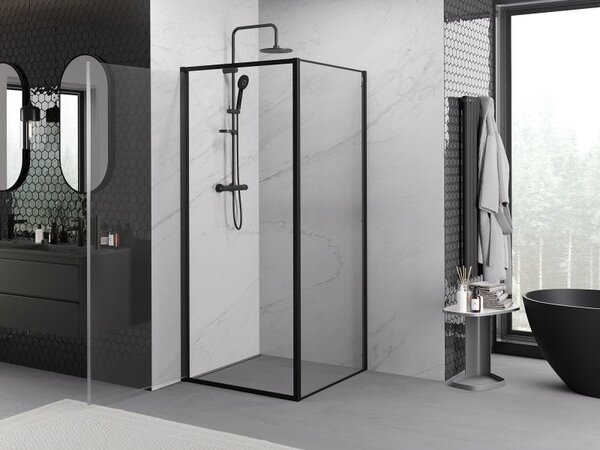 Mexen Exo cabină de duș pivotantă 70 x 70 cm, transparentă, neagră - 817-070-070-70-00