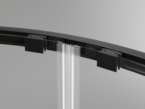 Mexen Exo cabină de duș semicirculară asimetrică de tip culisant 90 x 80 cm, transparent, negru - 8132-090-080-70-00