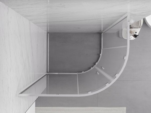 Mexen Exo cabină de duș semicirculară asimetrică glisantă 90 x 80 cm, transparent, crom - 8132-090-080-01-00