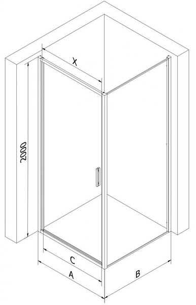 Mexen Exo cabină de duș pivotantă 70 x 70 cm, transparentă, neagră - 817-070-070-70-00