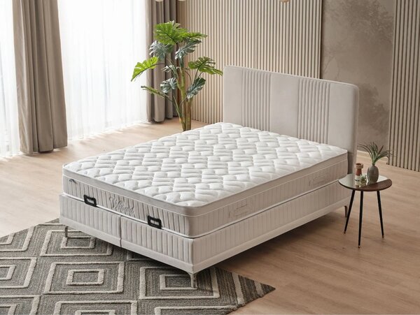 Set pat cu saltea 140x200 WINART, stofa crem - S0001, cu somiera si sp