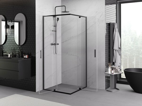 Mexen Exo cabină de duș pătrată cu deschidere de 70 x 70 cm, transparentă, neagră - 8110-070-070-70-00