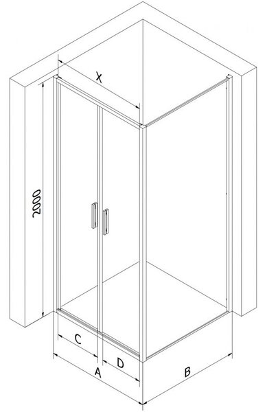Mexen Exo cabină de duș cu ușă oscilantă 90 x 90 cm, transparentă, aurie - 814-090-090-50-00