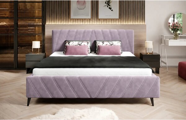 Pat CALYPSO SR 160x200, stofa catifelata roz prafuit - Riviera 62, cu