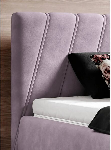 Pat CALYPSO SR 160x200, stofa catifelata roz prafuit - Riviera 62, cu