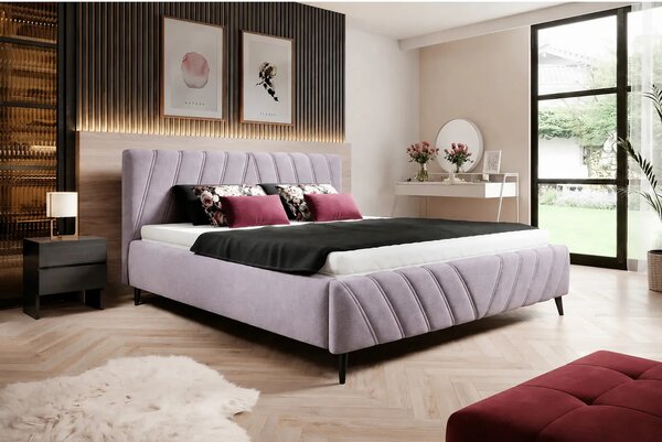 Pat CALYPSO SR 160x200, stofa catifelata roz prafuit - Riviera 62, cu