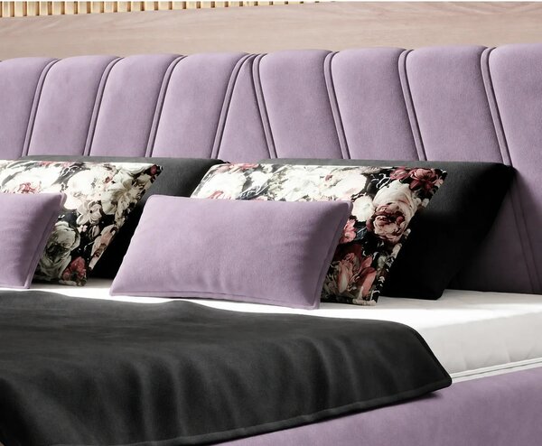 Pat CALYPSO SR 160x200, stofa catifelata roz prafuit - Riviera 62, cu