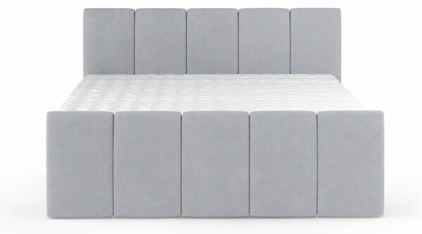 Pat boxspring FRESCO 140x200, stofa catifelata gri deschis - Royal Vel