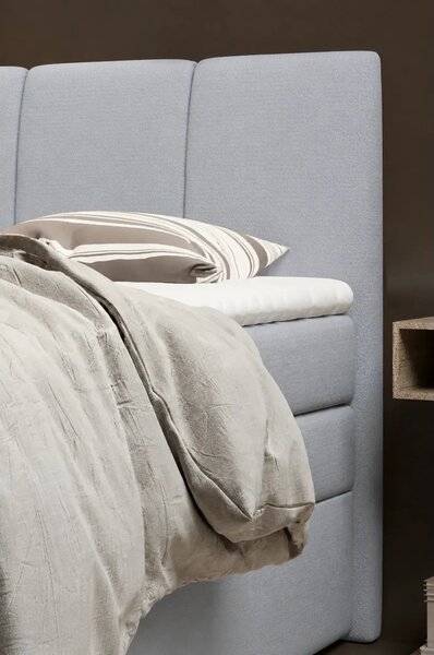 Pat boxspring FRESCO 140x200, stofa catifelata gri deschis - Royal Vel