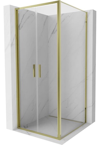 Mexen Exo cabină de duș cu ușă oscilantă 90 x 90 cm, transparentă, aurie - 814-090-090-50-00