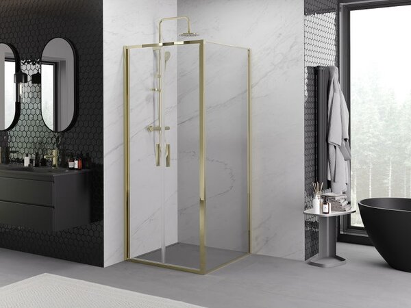 Mexen Exo cabină de duș cu ușă oscilantă 90 x 90 cm, transparentă, aurie - 814-090-090-50-00