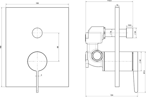 Villeroy & Boch Conum baterie cadă-duș ascuns auriu TVT12700100076