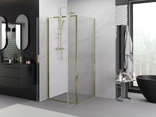 Mexen Exo cabină de duș cu ușă oscilantă 90 x 90 cm, transparentă, aurie - 814-090-090-50-00