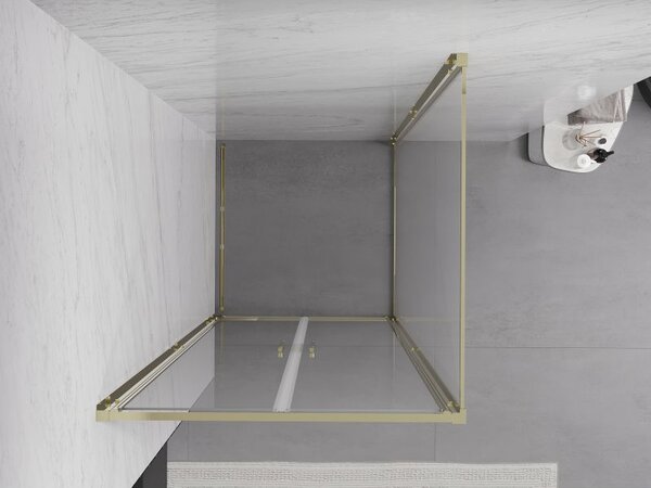 Mexen Exo cabină de duș cu ușă oscilantă 90 x 90 cm, transparentă, aurie - 814-090-090-50-00